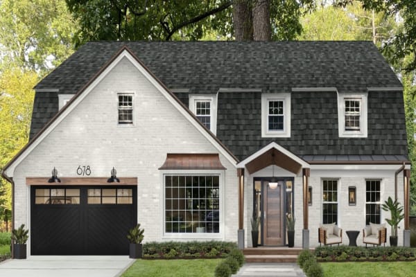 A home using tricorn black for elements of its exterior.